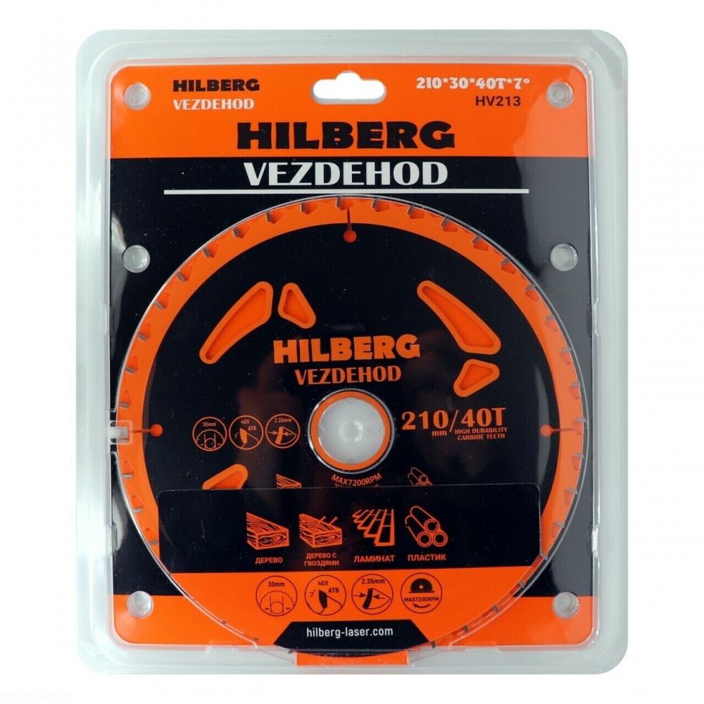 Диск пильный Hilberg Vezdehod 210*30*40Т*7 град. HV213 мм Трио Диамант HV213