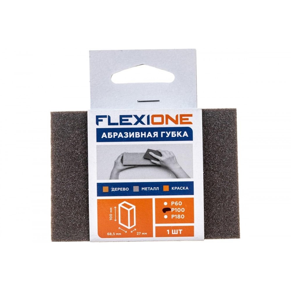 Губка абразивная 4-х стр. 100x68,5x27мм Р100 Flexiоne мм Flexione 16796611